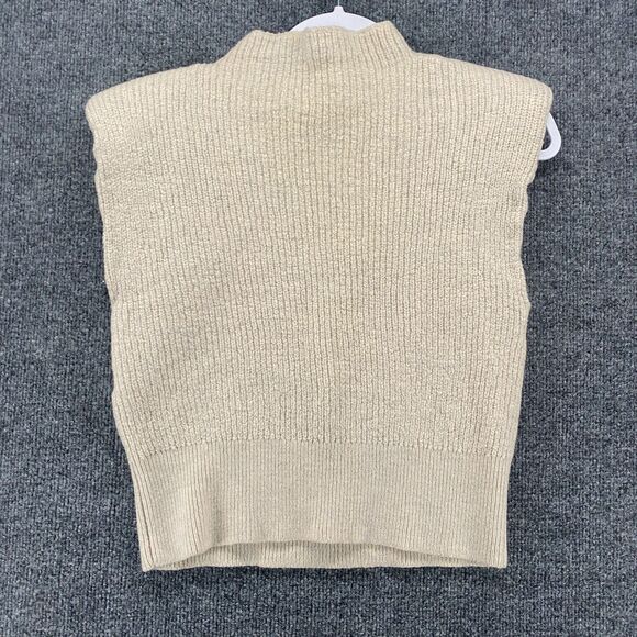 BABATON Sweater Womens M Merino Wool Mock Neck Crop Sleeveless Ecru Quiet Luxury - Picture 4 of 9